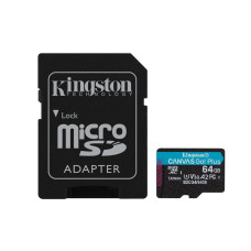 Cartão de Memória Kingston Canvas Go! Plus 64GB microSDXC UHS-I U3 V30 A2 c/Adaptador - 200MB/s - SDCG4/64GB Cartão de Memória Kingston Canvas Go! Plus 64GB microSDXC UHS-I U3 V30 A2 c/Adaptador - 200MB/s - SDCG4/64GB