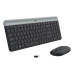 Kit Teclado e Mouse Wireless Logitech Silent Multimídia MK470 Grafite Slim Teclas Silenciosas